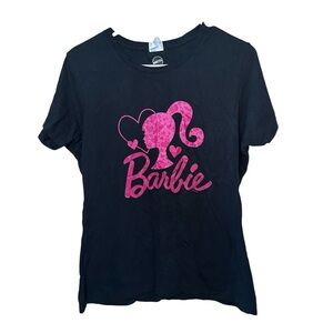 Mattel Barbie Black And Pink Short Sleeve Graphic Tee Large